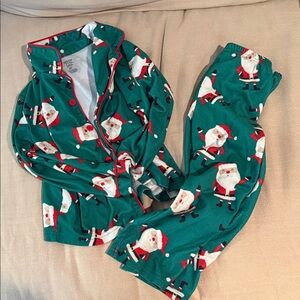 Carters Green Santa Kids Pajama Set